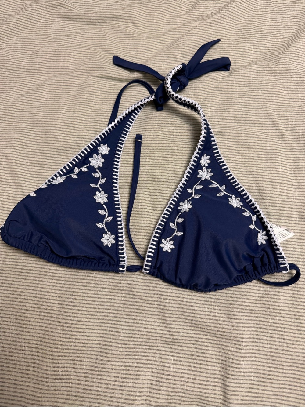 wild fable Navy Triangle Bikini Top with White Trim